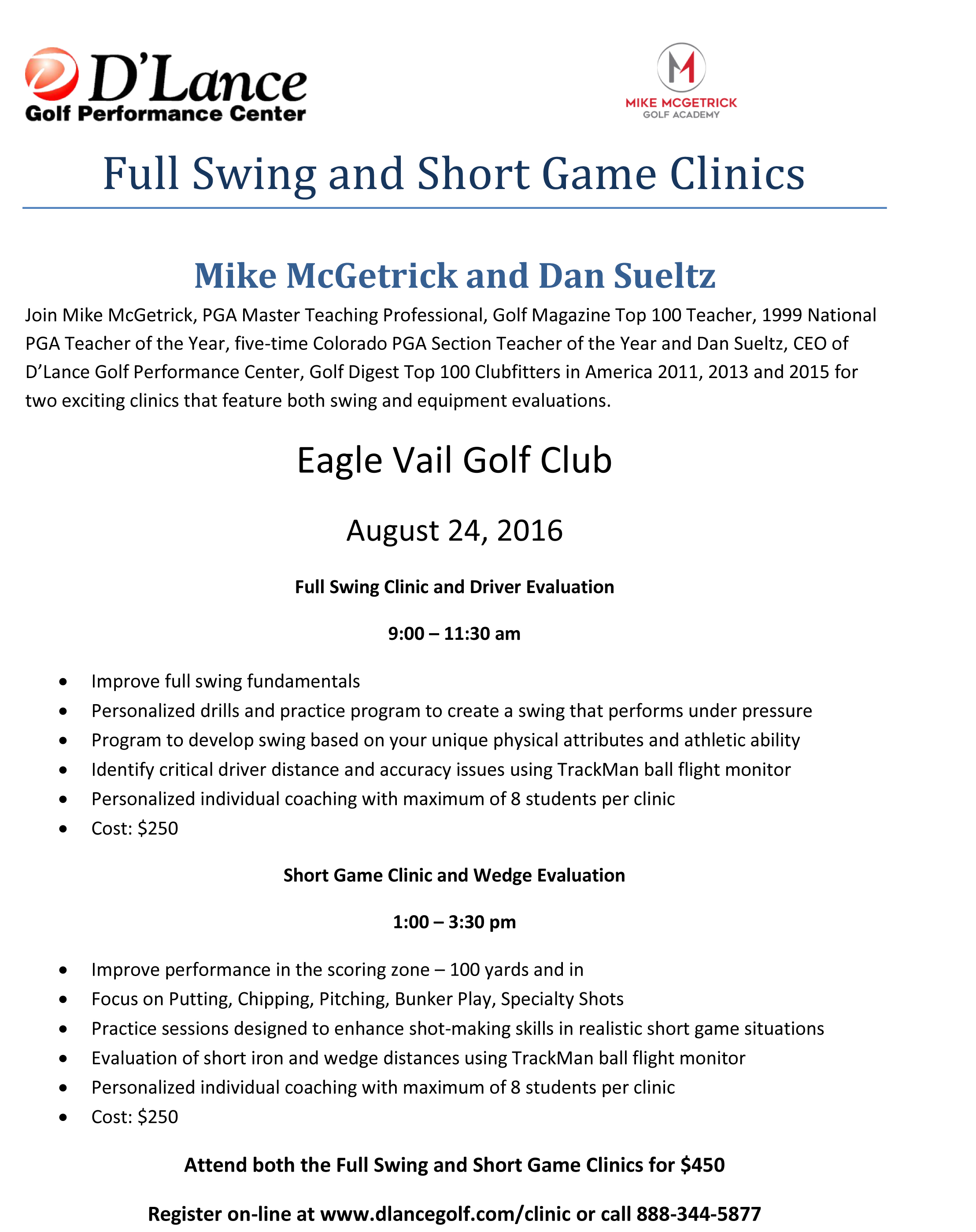 Full Swing and Short Game Clinics